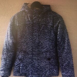 Navy Patterned Hooded Jacket